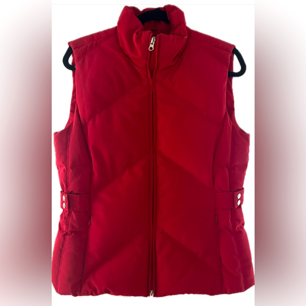 Italian Down Feather Vest by L.L. Collezioni Italia, Side Cinching, Red, Size M